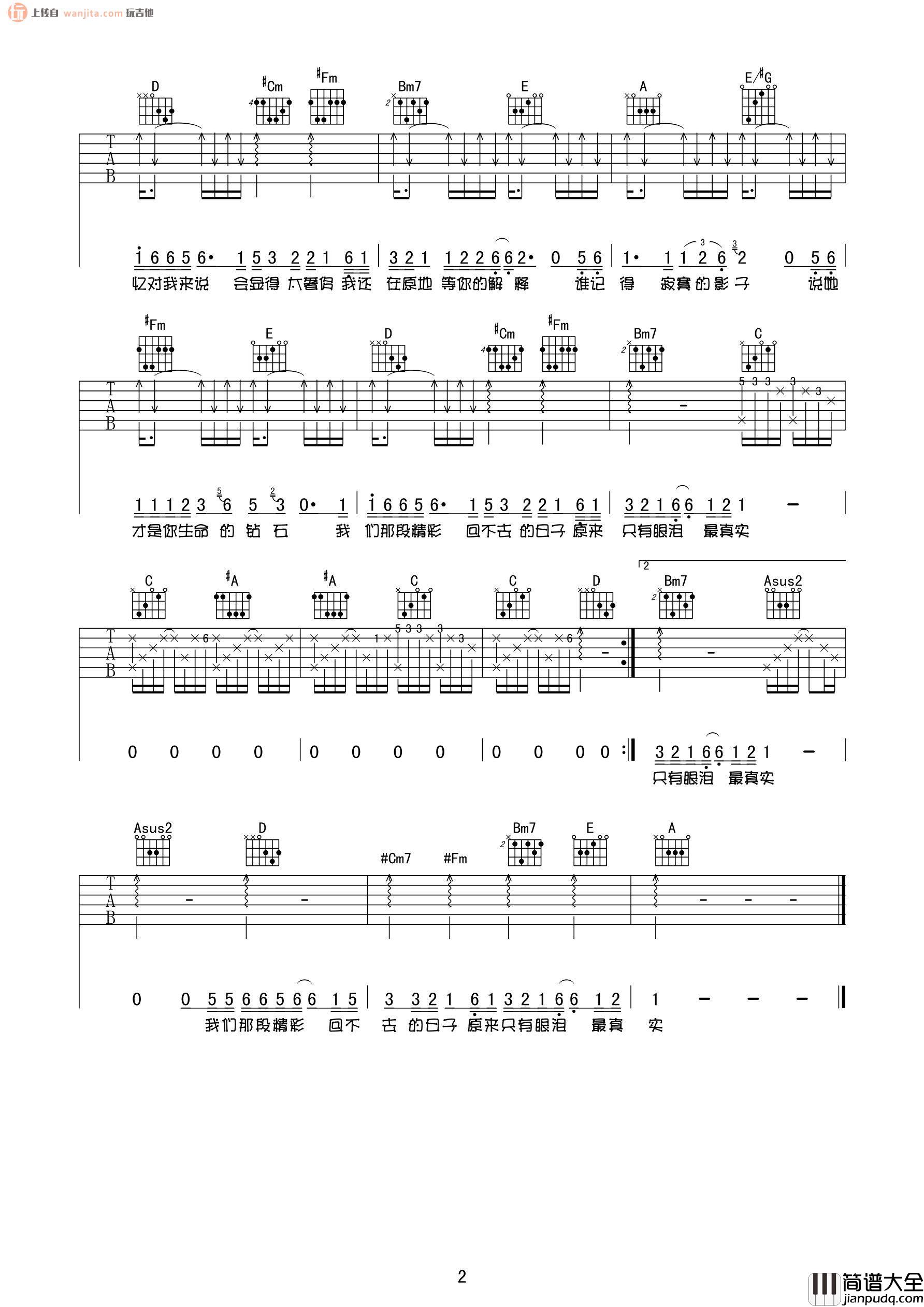 _简单的事_吉他谱_G调原版六线谱_高清图片谱_李代沫