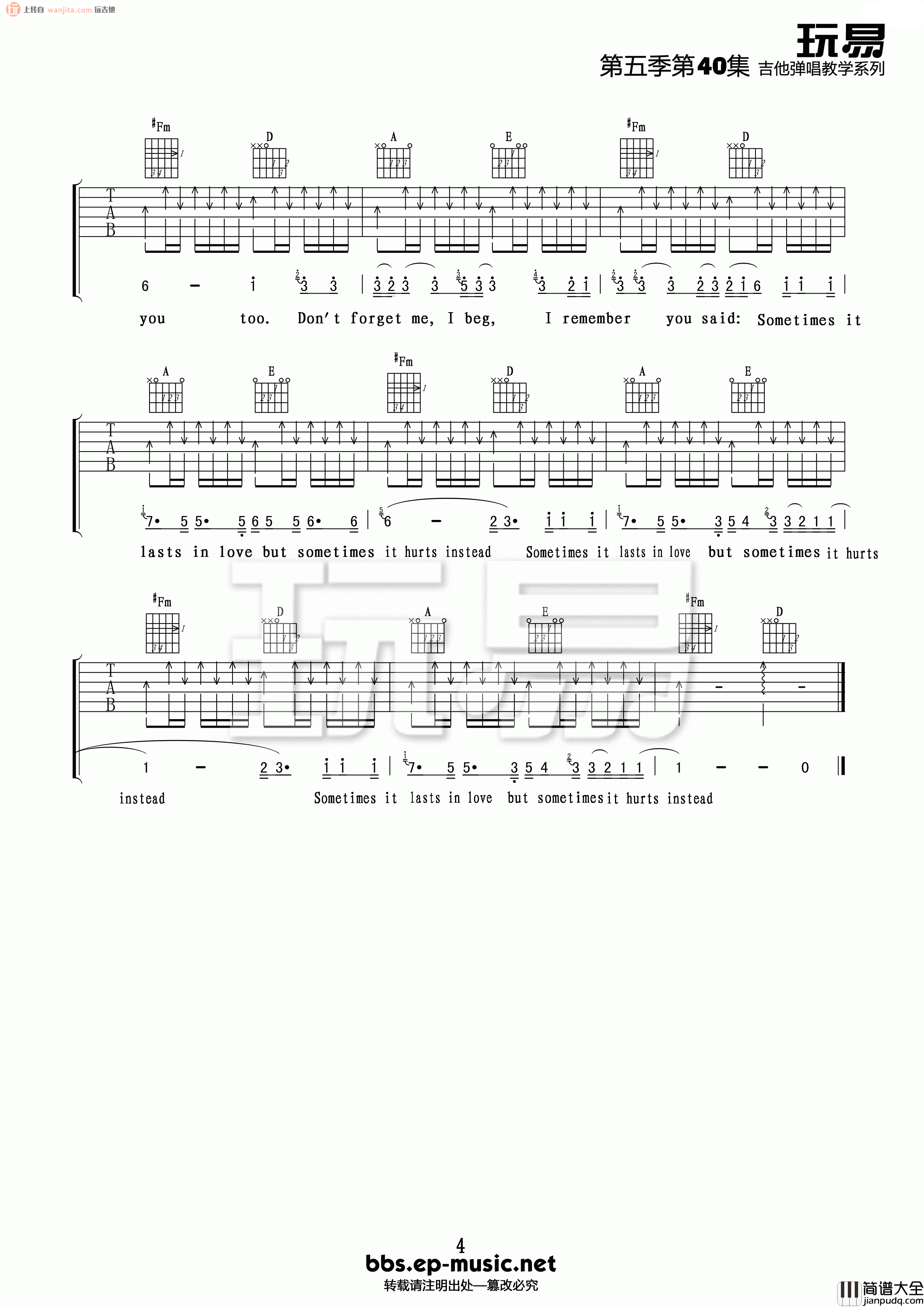 Someone Like You吉他谱_A调原版六线谱_高清图片谱_Adele Someone_Like_You吉他谱_A调原版六线谱_高清图片谱_Adele