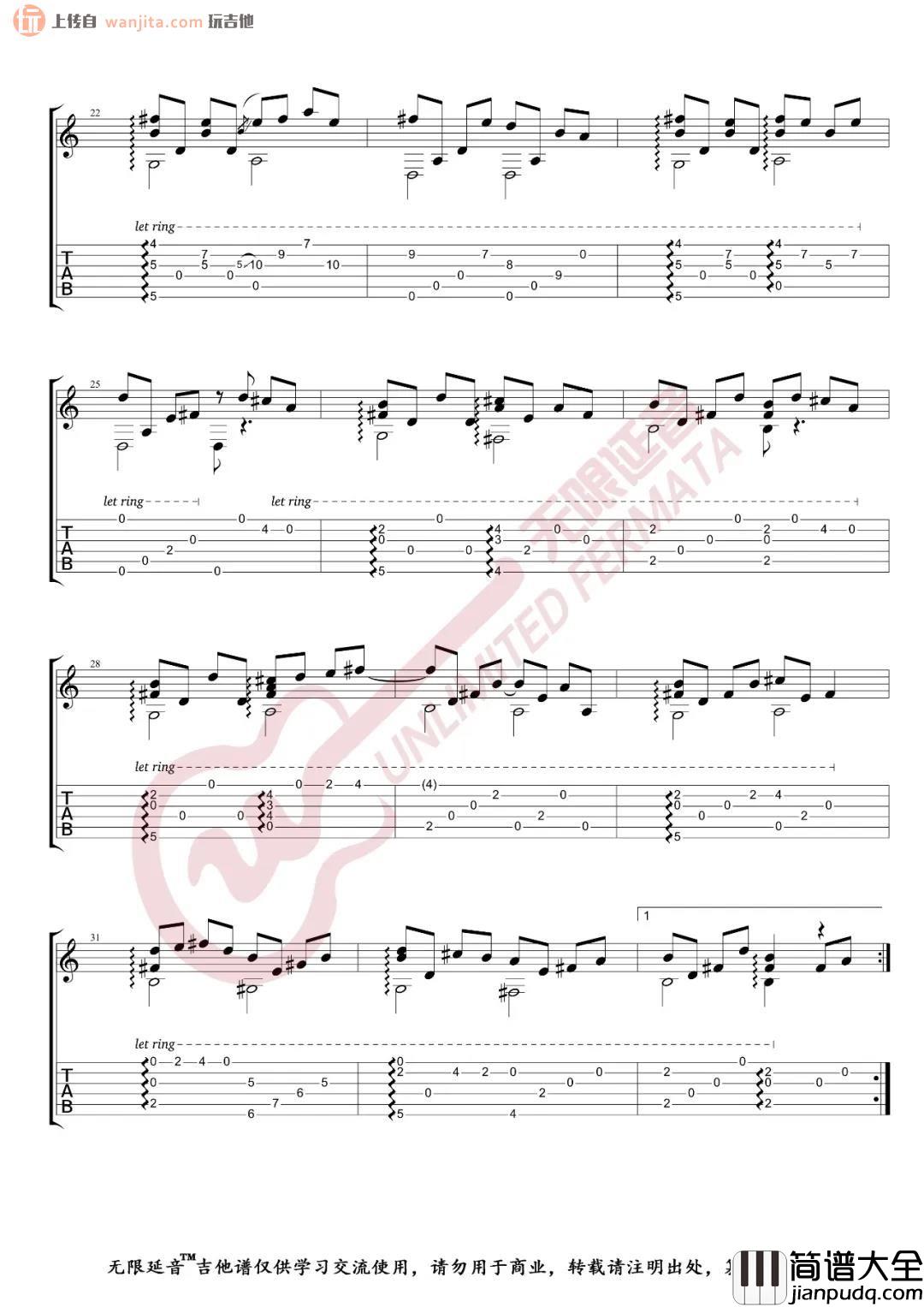 奇迹的山吉他谱_D调指弹版_奇迹的山指弹六线谱_岸部真明