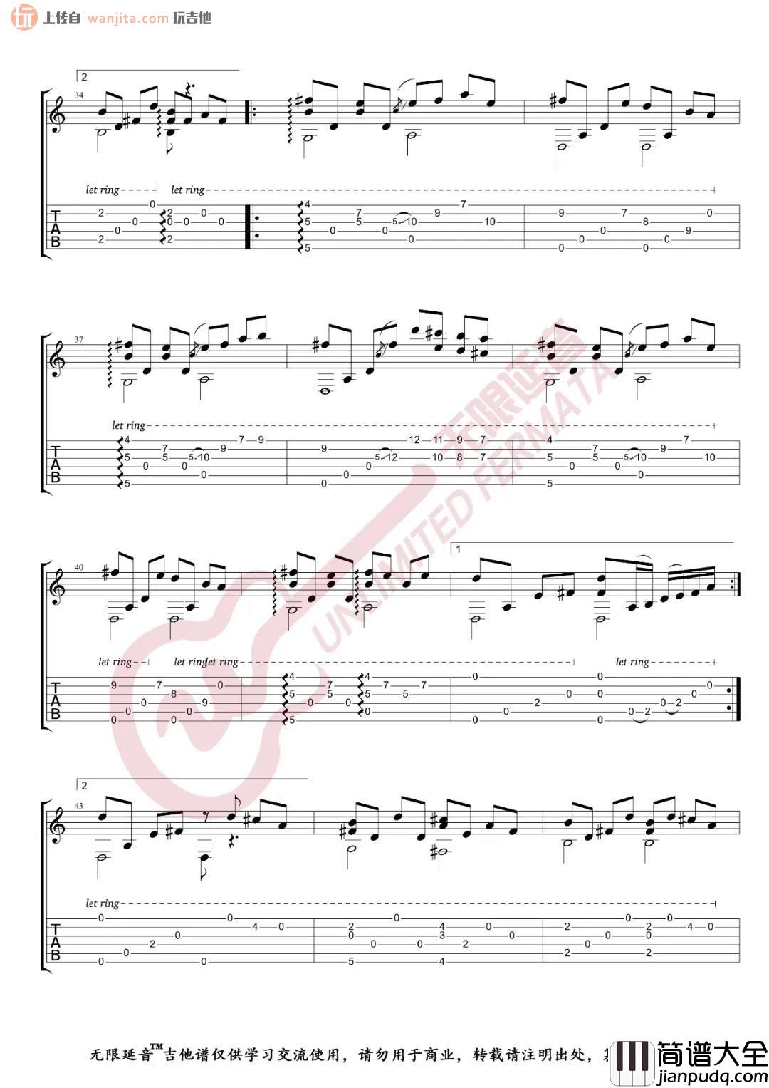 奇迹的山吉他谱_D调指弹版_奇迹的山指弹六线谱_岸部真明