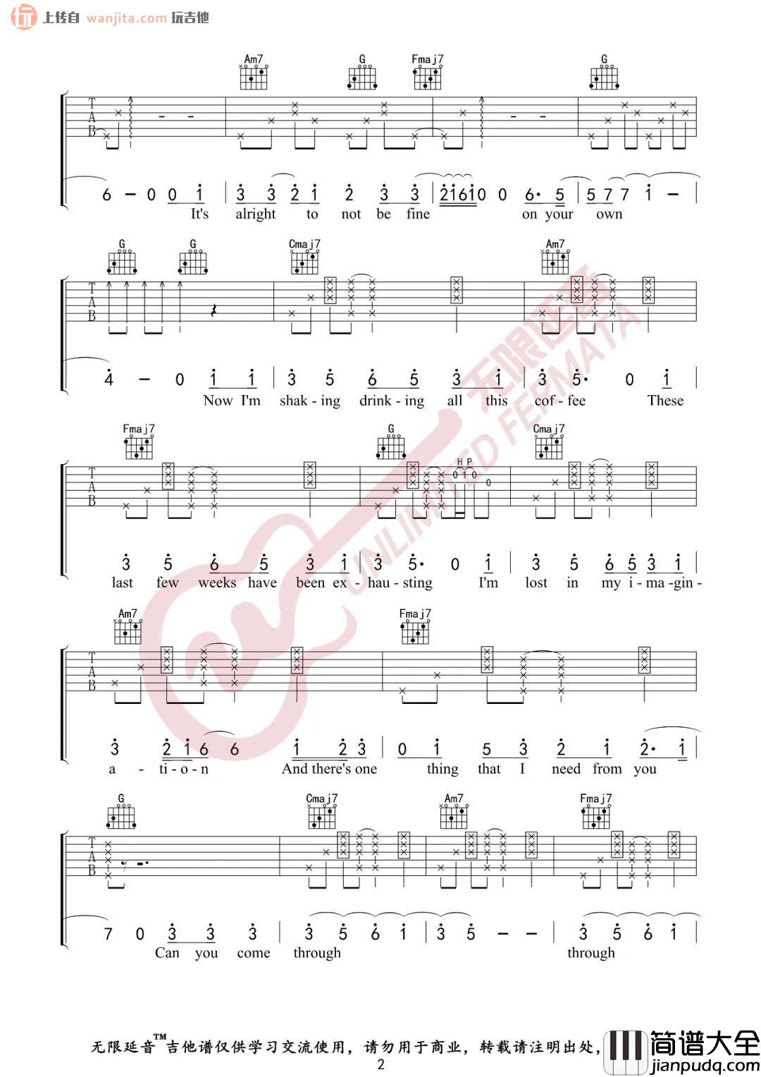 《Comethru》吉他谱_C调原版六线谱_吉他弹唱谱_Jeremy Zucker _Comethru_吉他谱_C调原版六线谱_吉他弹唱谱_Jeremy_Zucker