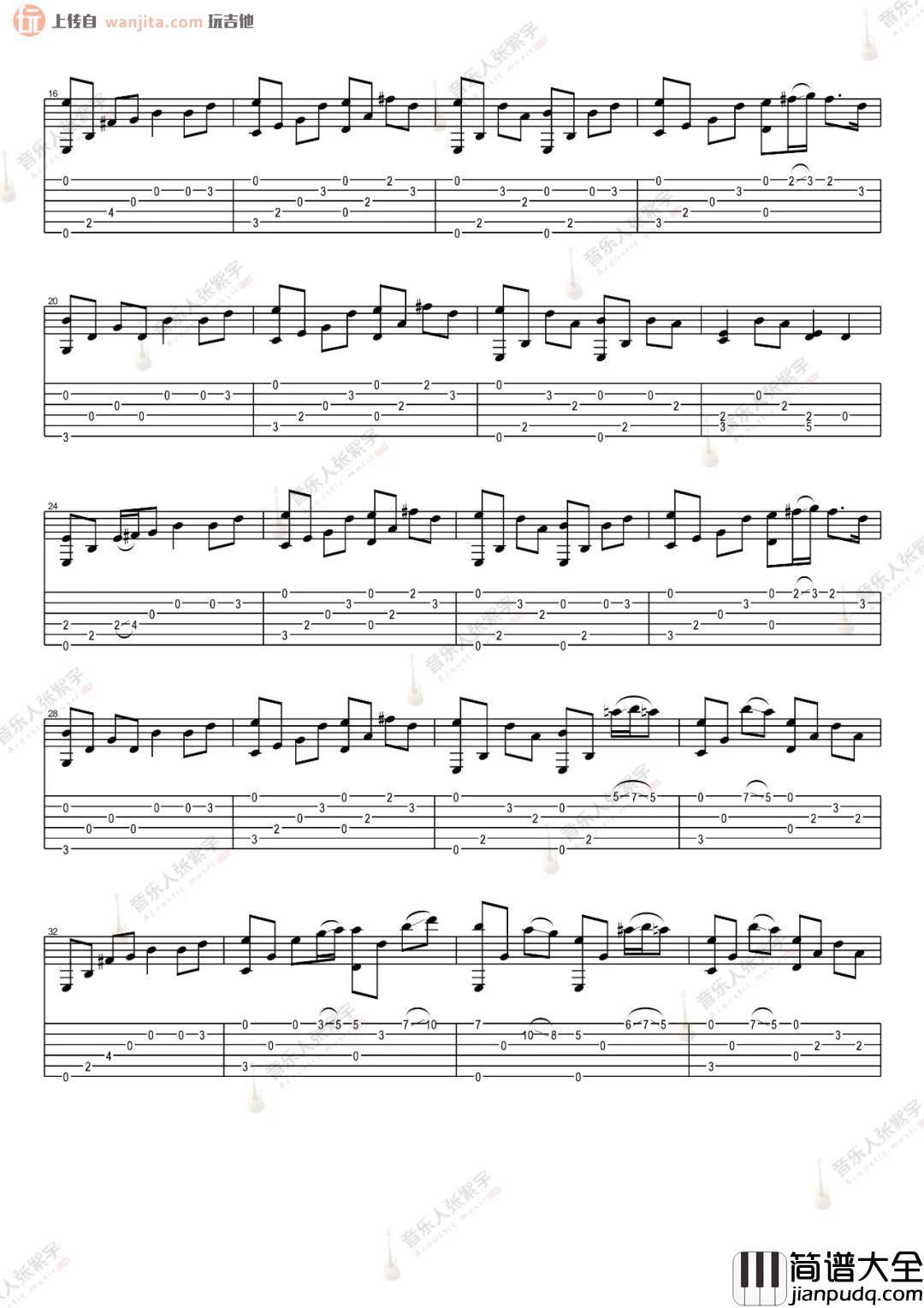 _穿越时空的思念_指弹吉他谱_原版弹唱六线谱_和田薰