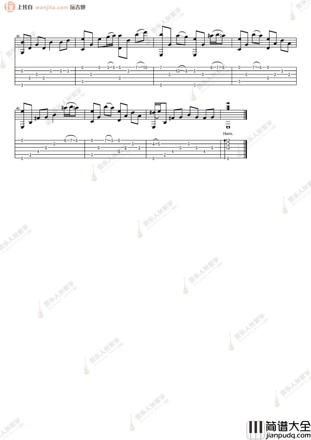 _穿越时空的思念_指弹吉他谱_原版弹唱六线谱_和田薰