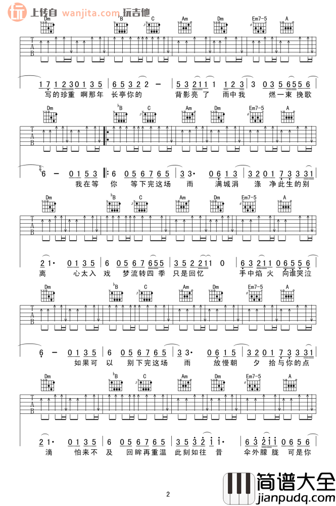 _下完这场雨_吉他谱_F调原版弹唱六线谱_高清图片谱_后弦
