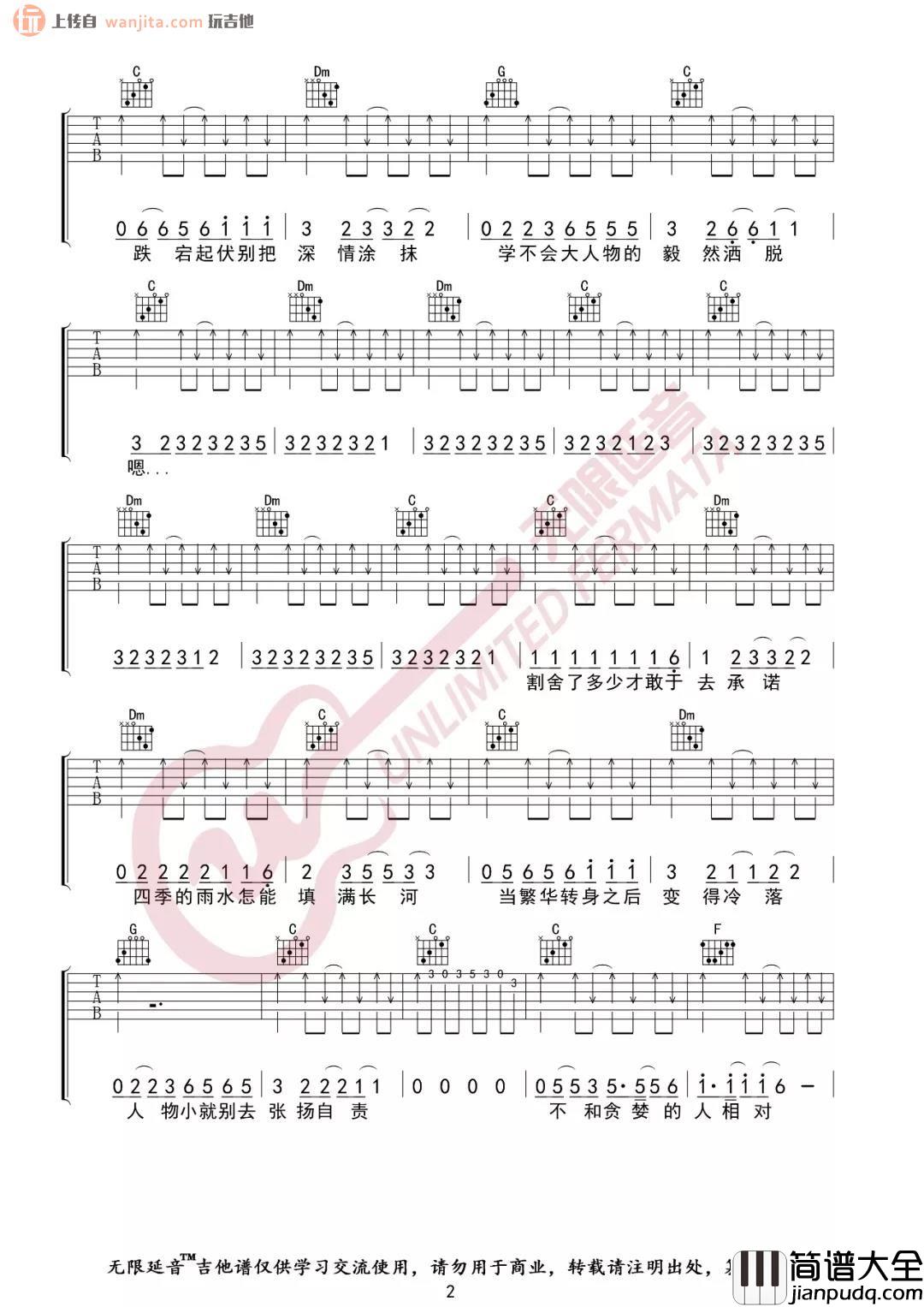 _小人物_吉他谱_C调弹唱六线谱_高清图片谱_赵雷