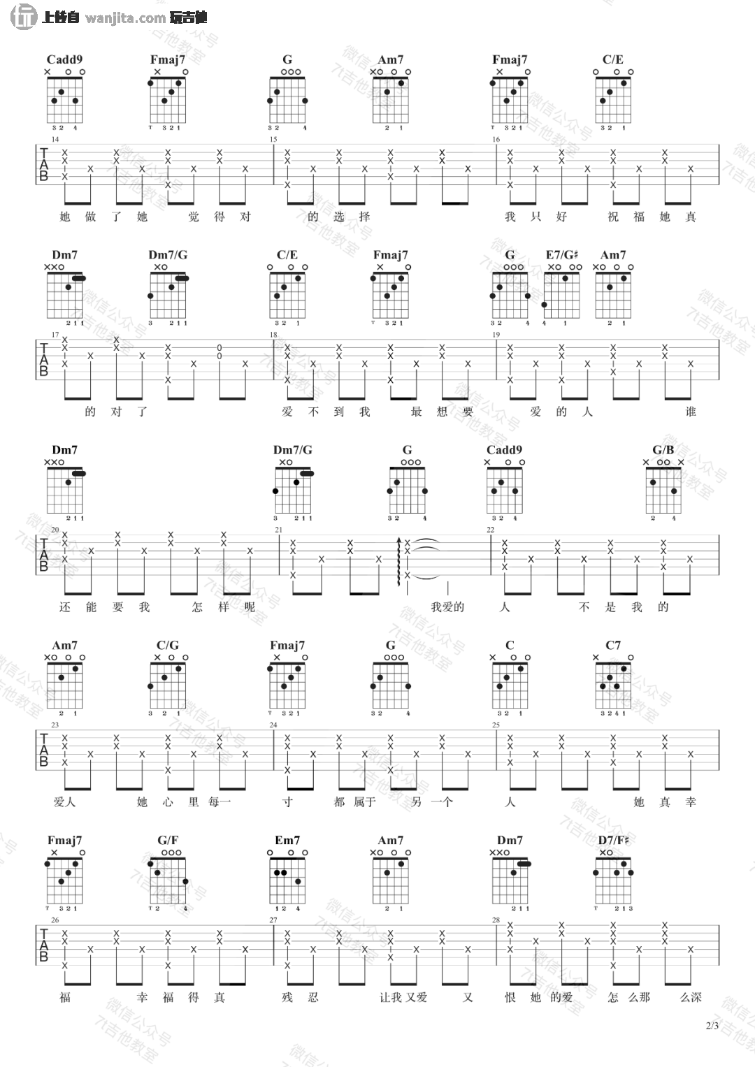 _我爱的人_吉他谱_C调原版六线谱_弹唱视频示范_陈小春