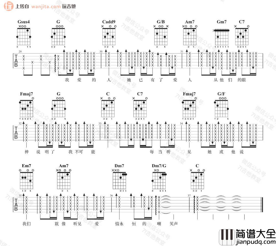 _我爱的人_吉他谱_C调原版六线谱_弹唱视频示范_陈小春