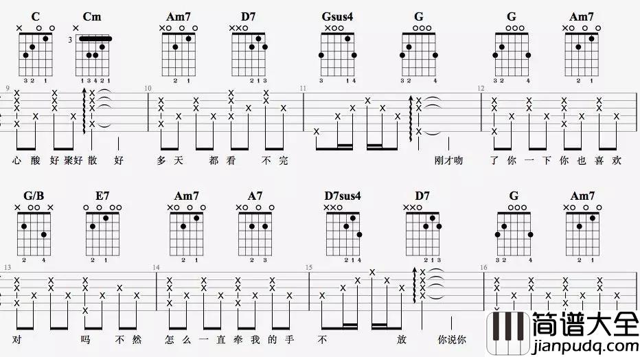 _慢慢喜欢你_吉他谱_男声弹唱版_莫文蔚