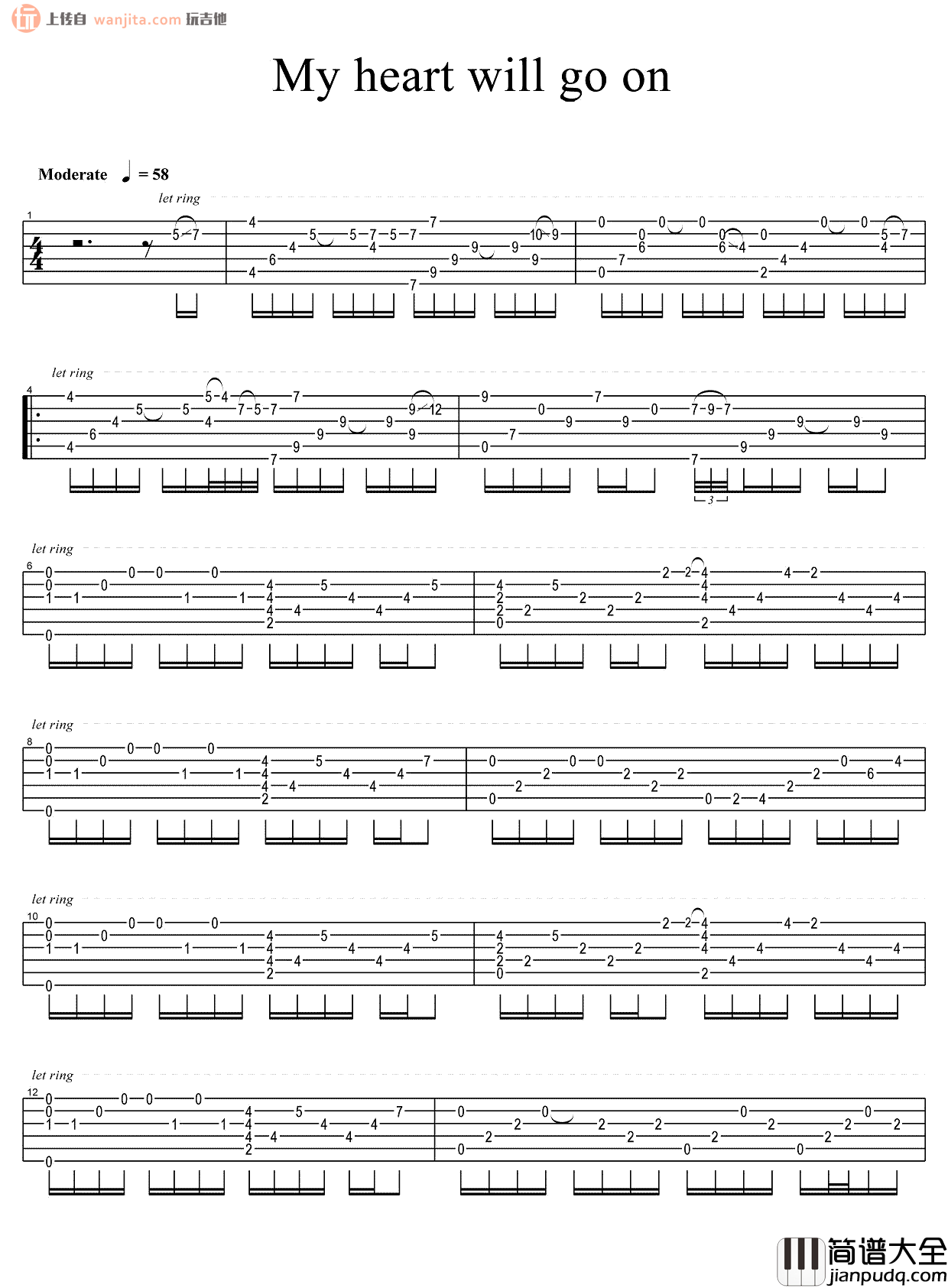 My Heart Will Go On(我心永恒)(指弹)(吉他谱)_Celine Dion My_Heart_Will_Go_On(我心永恒)(指弹)(吉他谱)_Celine_Dion