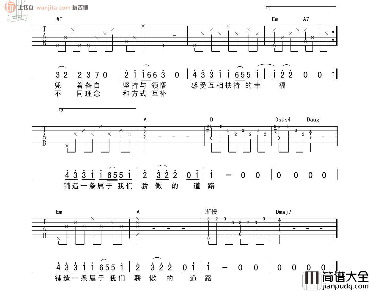 风雨同路吉他谱_光良_D调六线谱_吉他弹唱谱