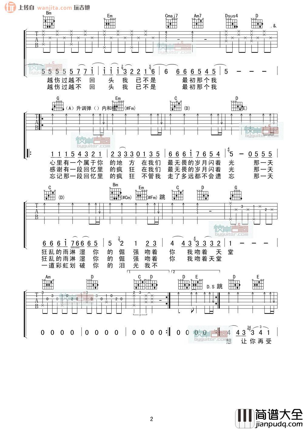 回忆里的疯狂吉他谱_光良_C调原版吉他六线谱