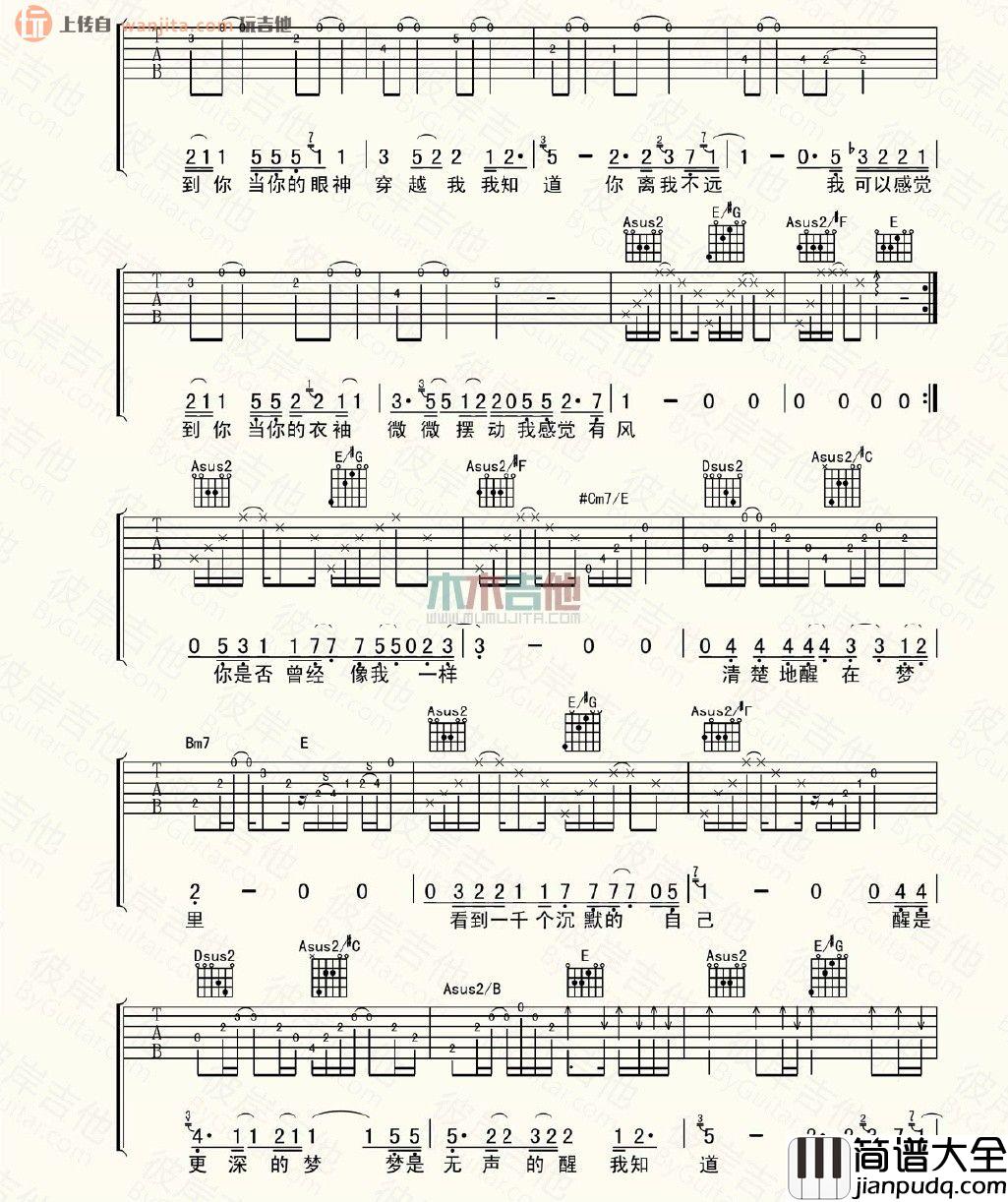 我知道你离我不远吉他谱_陈楚生_A调指法吉他弹唱谱