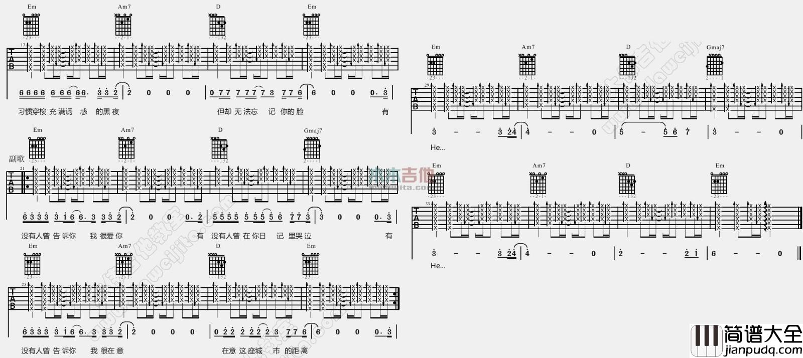 有没有人告诉你吉他谱_陈楚生_G调原版六线谱_吉他弹唱谱