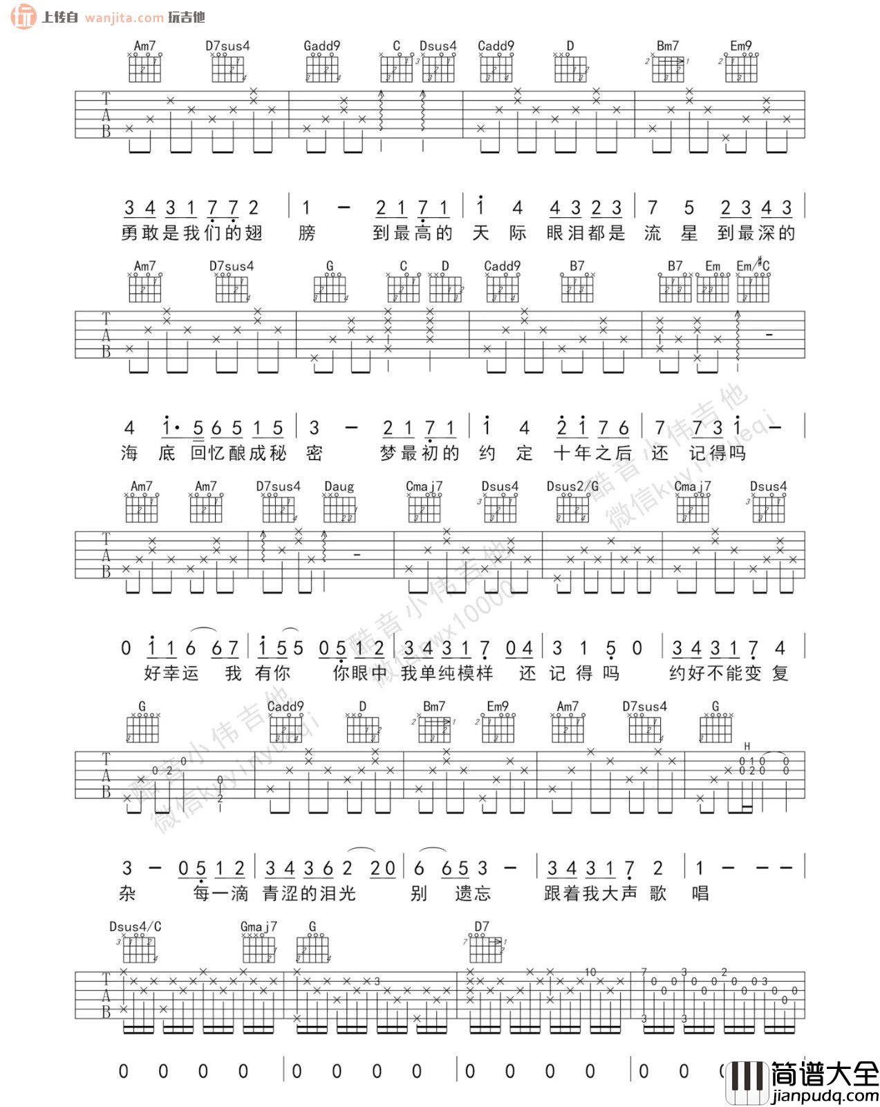 还记得吗吉他谱_张韶涵_G调六线谱_吉他弹唱谱
