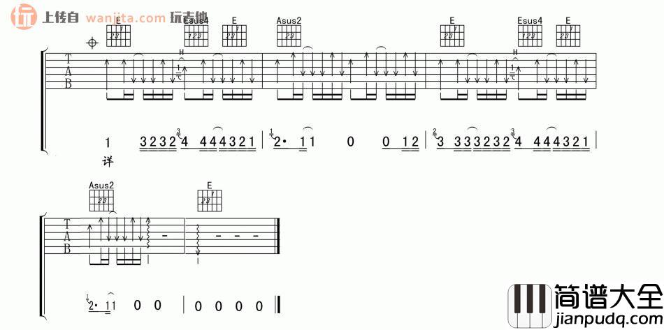 礼物吉他谱_许巍_《礼物》E调原版弹唱六线谱 礼物吉他谱_许巍__礼物_E调原版弹唱六线谱