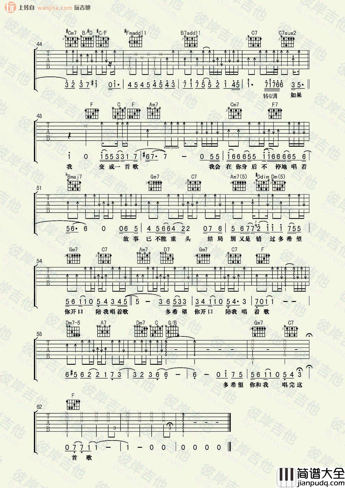 如果我变成一首歌吉他谱_林宥嘉_E调六线谱_吉他弹唱谱 如果我变成一首歌吉他谱_林宥嘉_E调六线谱_吉他弹唱谱