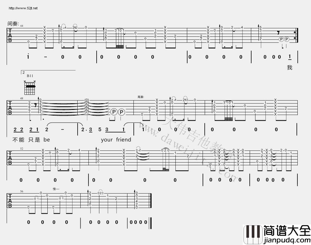 普通朋友(吉他谱)_陶喆 普通朋友(吉他谱)_陶喆