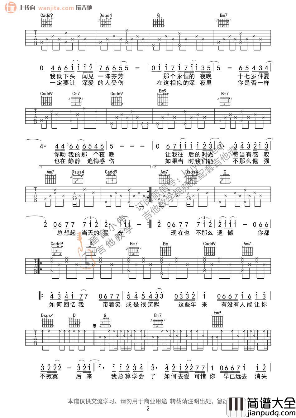 后来(吉他谱)_刘若英