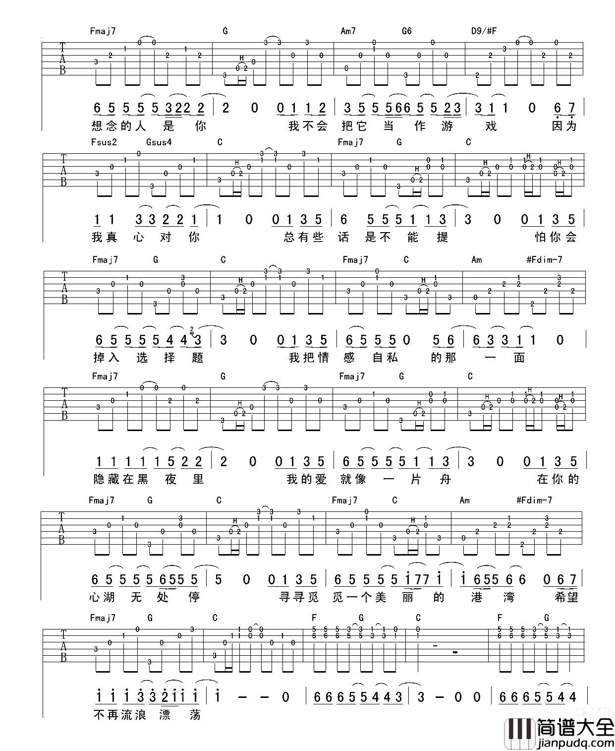 小宇吉他谱_张震岳_B调六线谱_《小宇》吉他弹唱谱 小宇吉他谱_张震岳_B调六线谱__小宇_吉他弹唱谱
