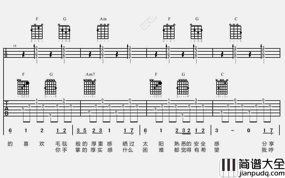 暖暖(吉他谱)_梁静茹__暖暖_六线谱/尤克里里谱_吉他弹唱教学示范