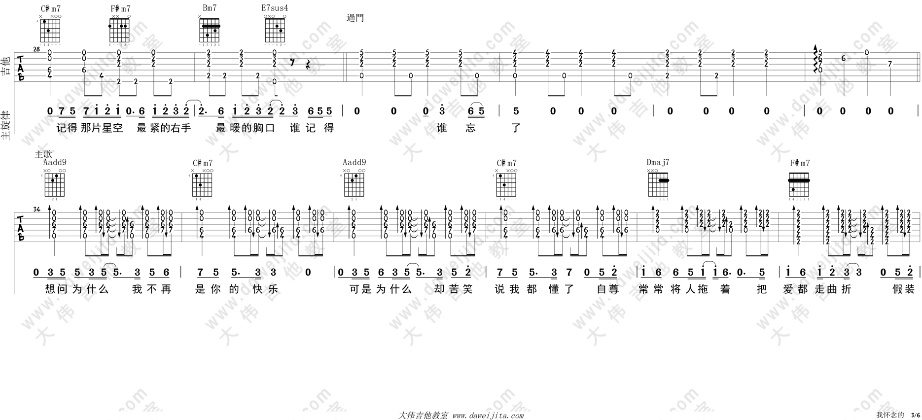 我怀念的(吉他谱)_孙燕姿