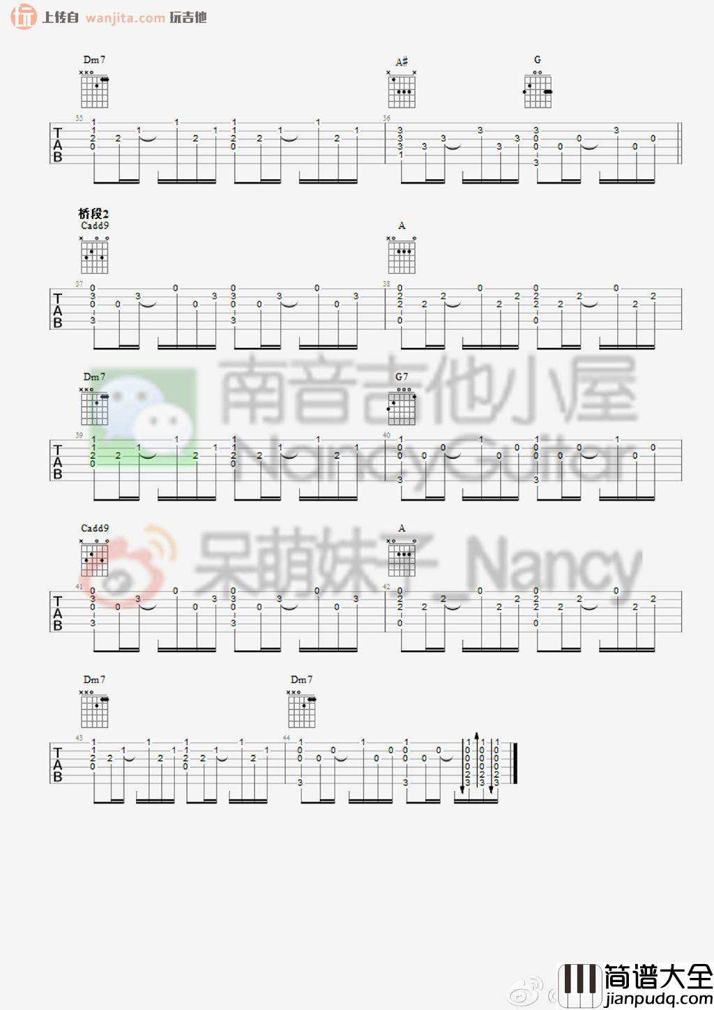 天天想你(吉他谱)_张雨生_简单版六线谱_高清图片谱