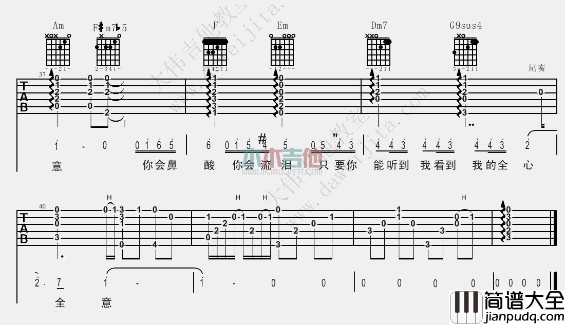 洋葱吉他谱_杨宗纬_C调弹唱六线谱__洋葱_吉他教学视频
