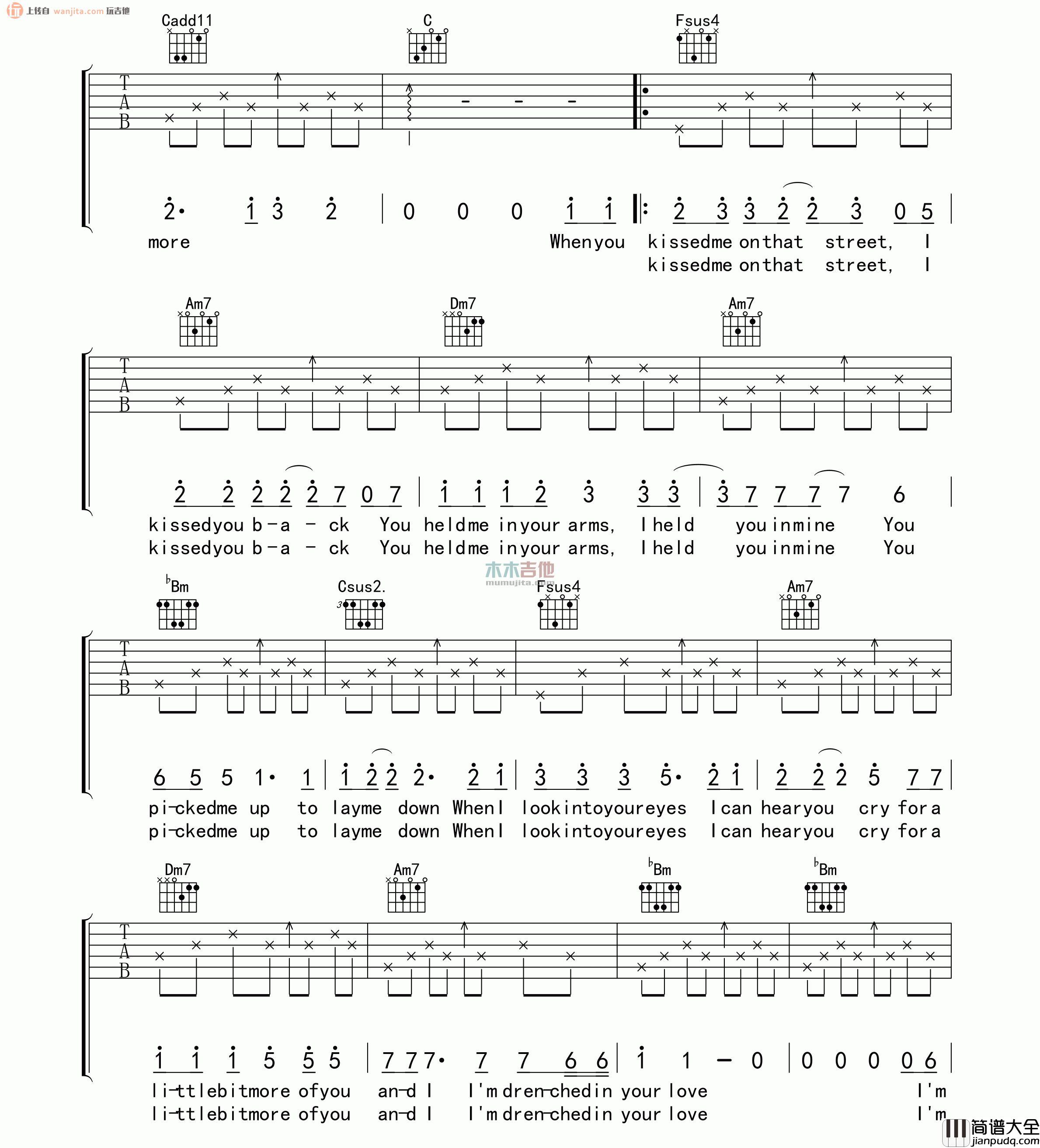 Drenched(吉他谱)_曲婉婷_F调原版六线谱_高清图片谱