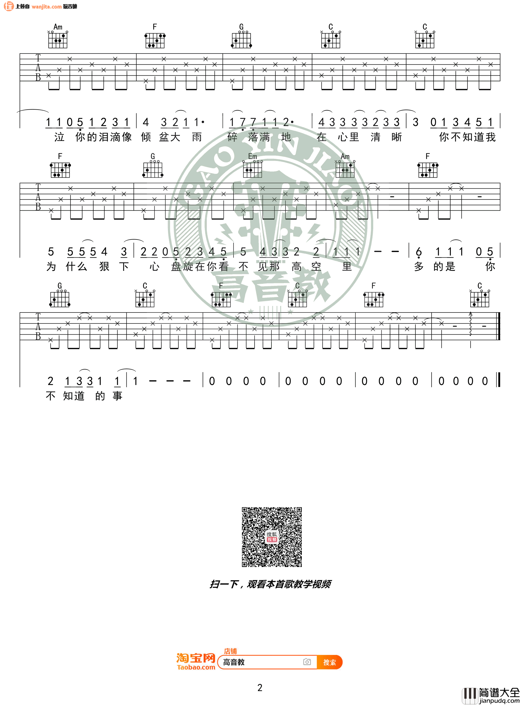 你不知道的事吉他谱_王力宏