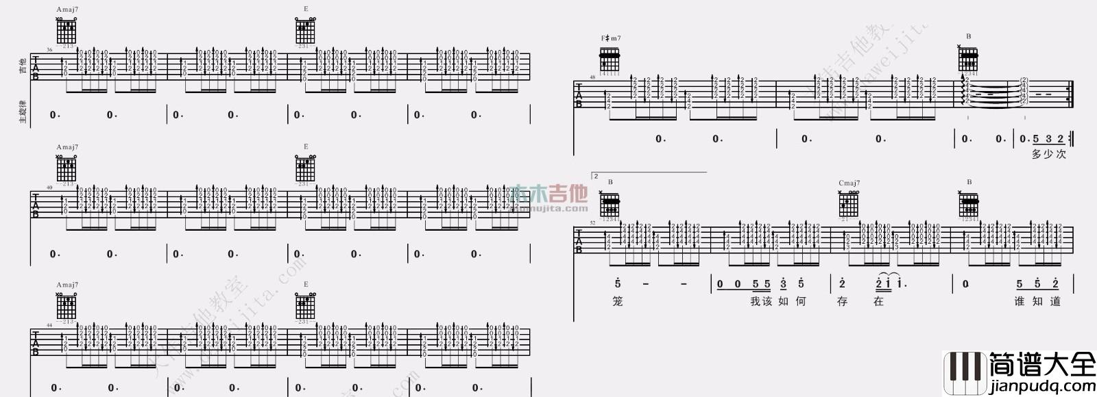 存在(吉他谱)_汪峰_大伟吉他E调版__存在_吉他弹唱教学