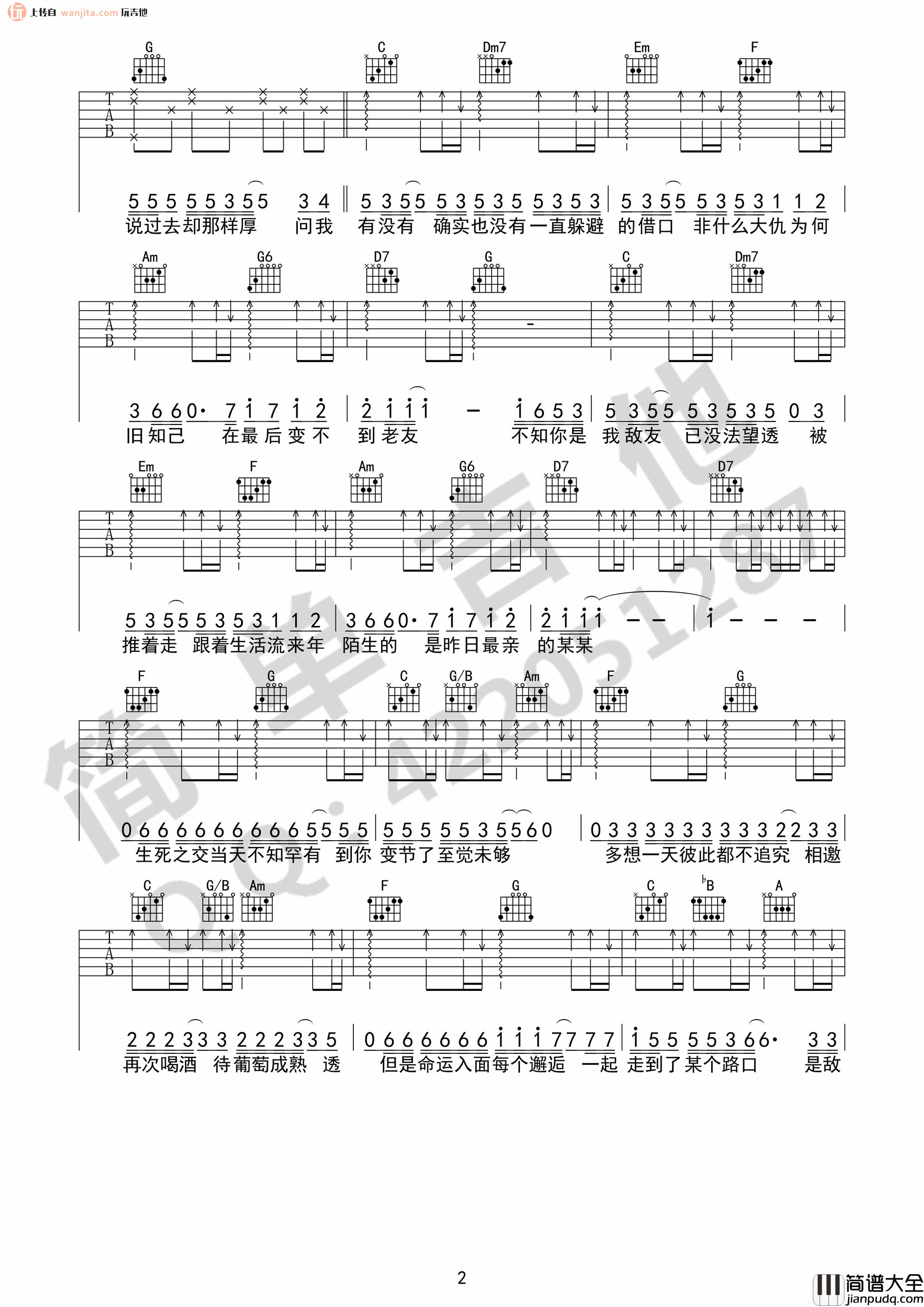 最佳损友(吉他谱)_陈奕迅_C调原版六线谱_高清图片谱 最佳损友(吉他谱)_陈奕迅_C调原版六线谱_高清图片谱