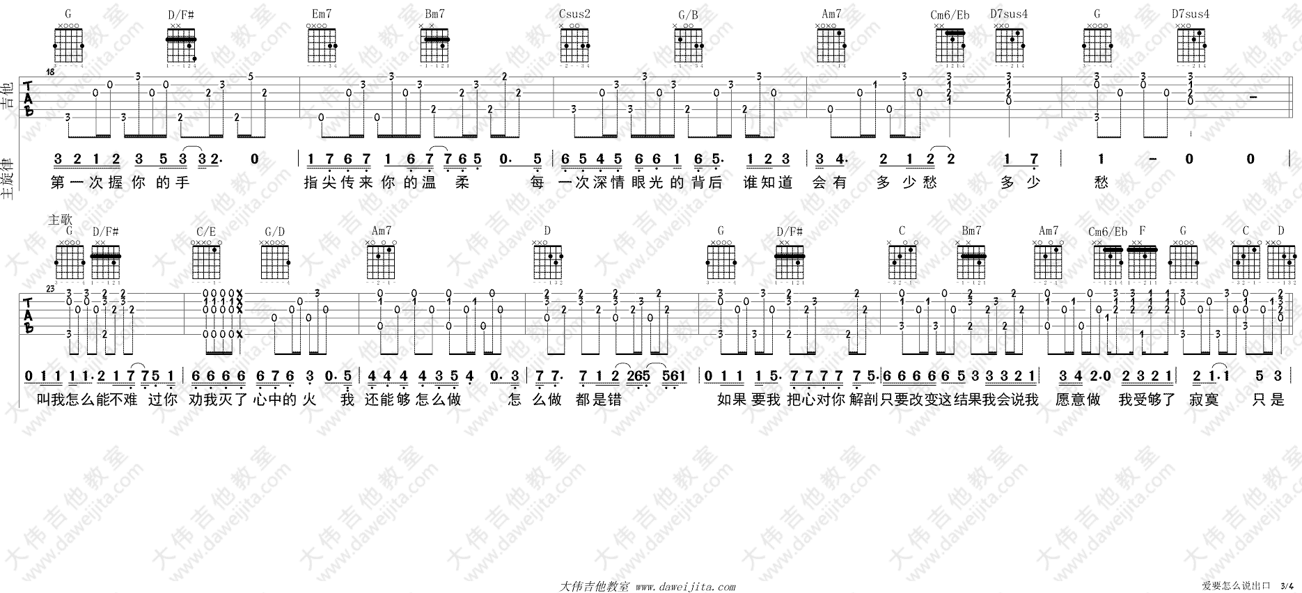 爱要怎么说出口(吉他谱)_林俊杰_G调原版六线谱_吉他弹唱教学 爱要怎么说出口(吉他谱)_林俊杰_G调原版六线谱_吉他弹唱教学