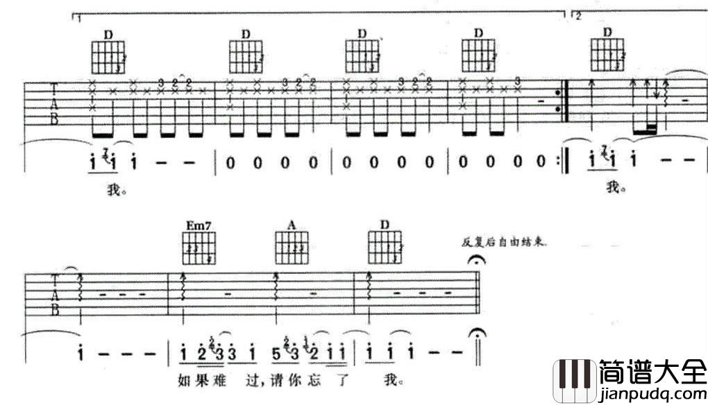 借口(吉他谱)_周杰伦_D调六线谱_《借口》吉他弹唱谱 借口(吉他谱)_周杰伦_D调六线谱__借口_吉他弹唱谱