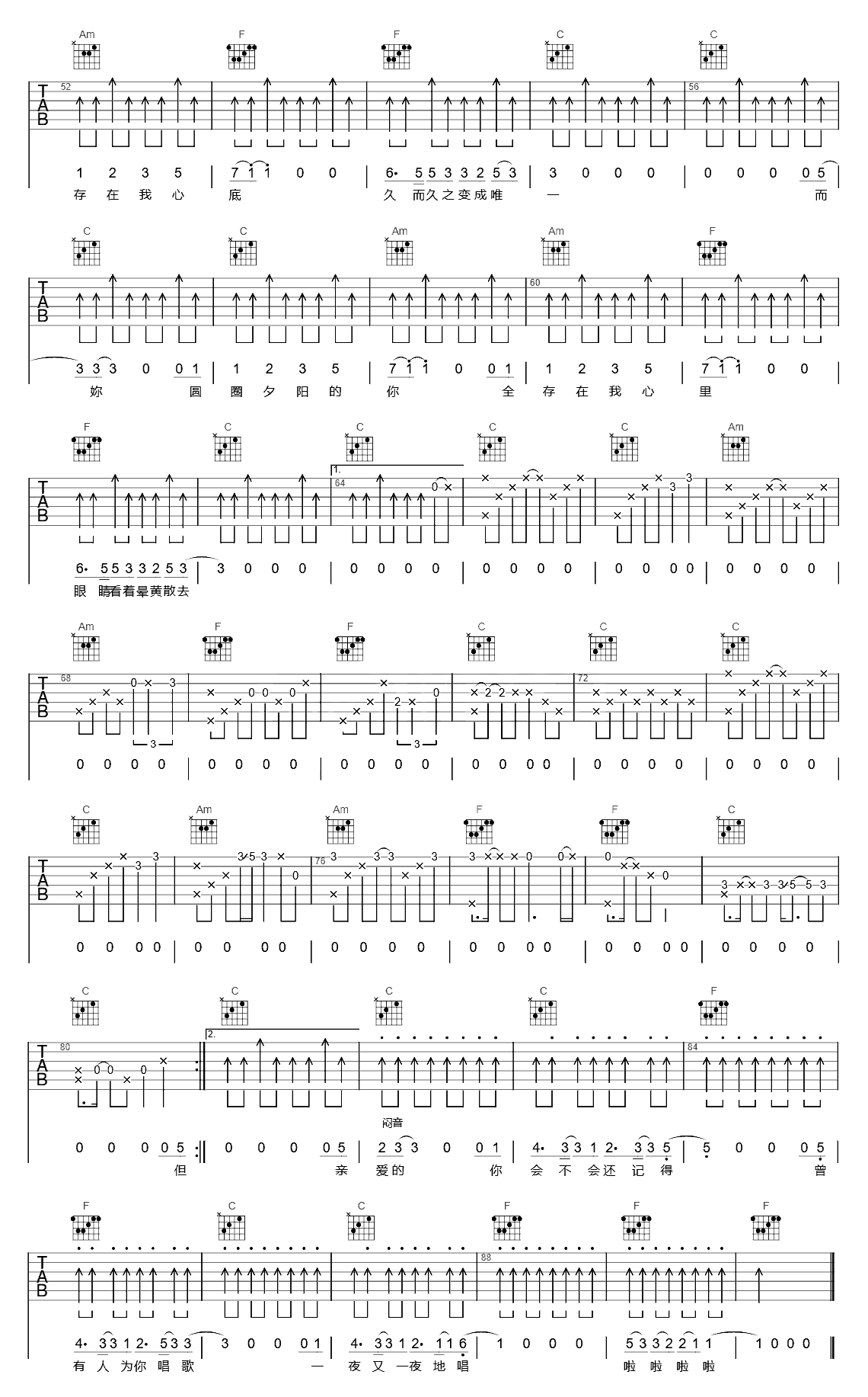 温蒂公主的侍卫吉他谱_告五人/杨紫_弹唱六线谱