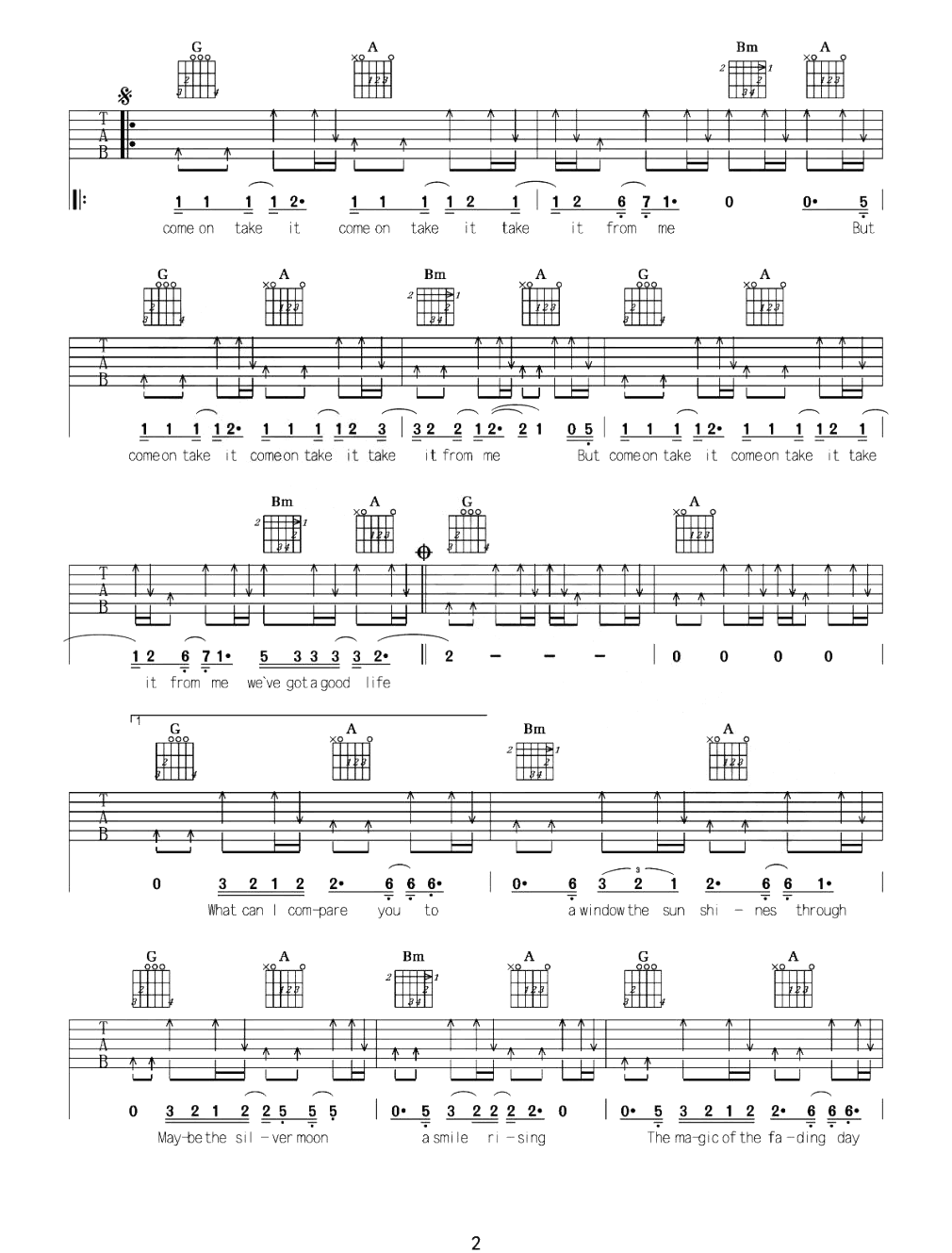 Take_It_From_Me吉他谱__红色高跟鞋_英文版_弹唱六线谱