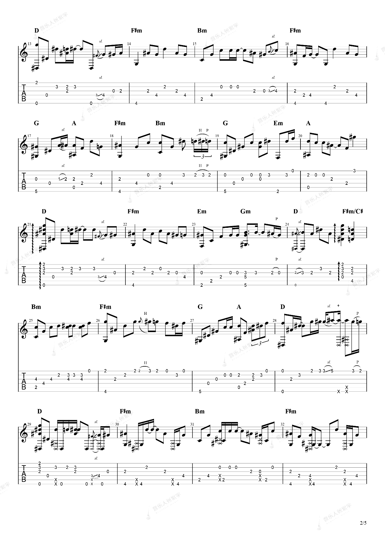 后来指弹谱_刘若英_吉他独奏谱_指弹演示+教学视频