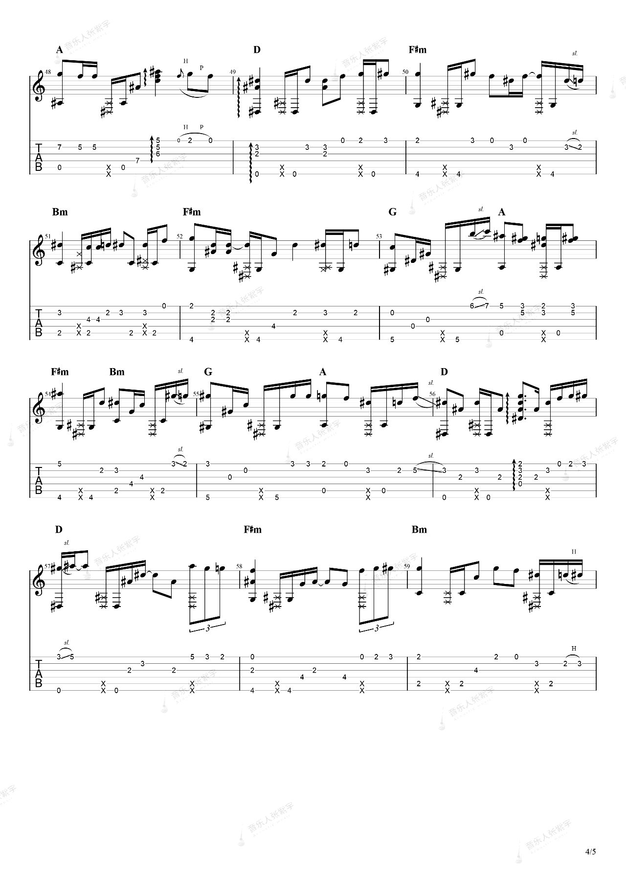 后来指弹谱_刘若英_吉他独奏谱_指弹演示+教学视频