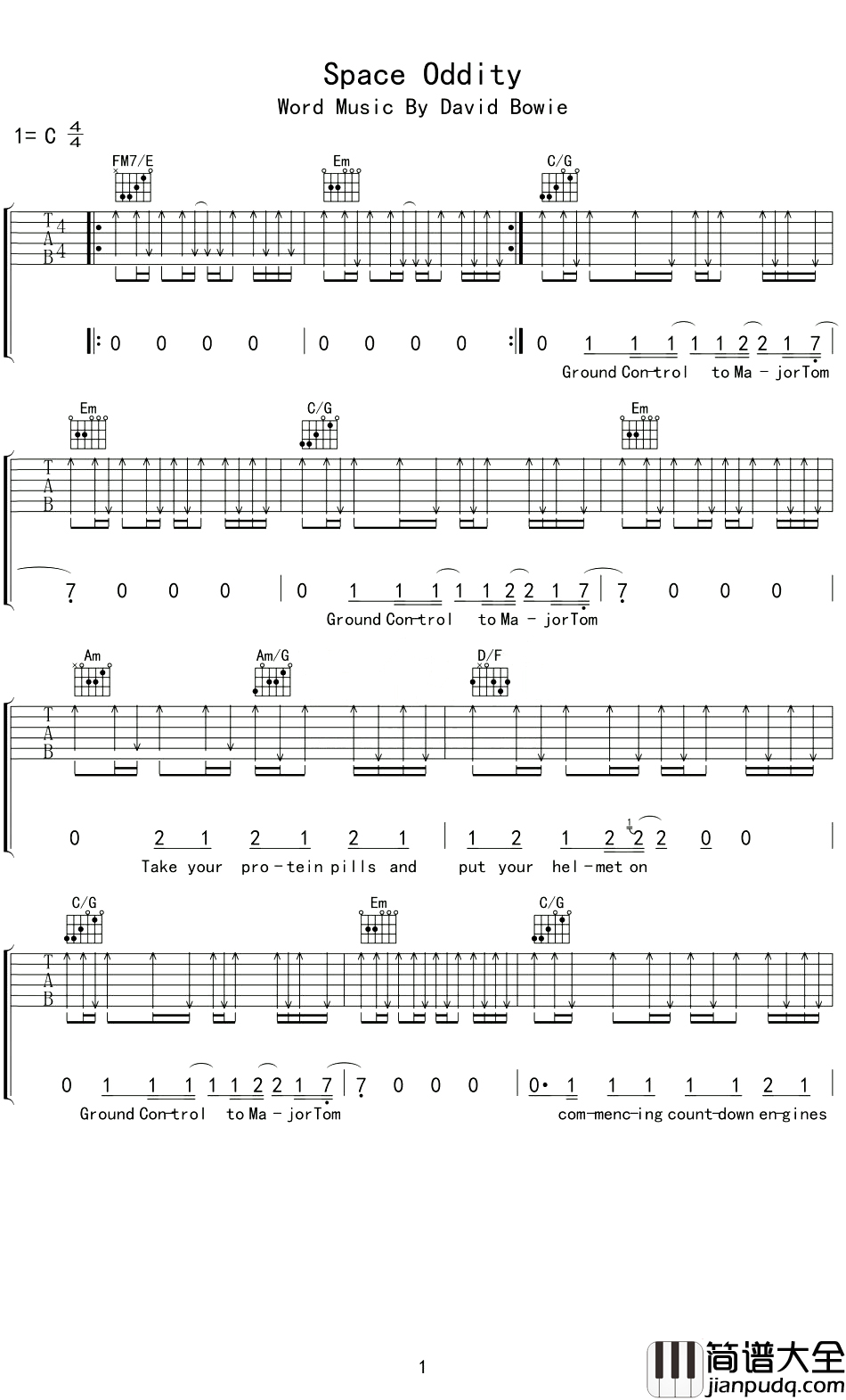 Space_Oddity吉他谱_David_Bowie_远离毒品，远离虚幻