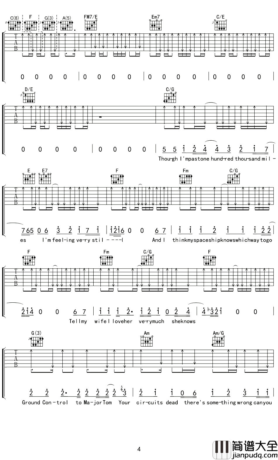 Space_Oddity吉他谱_David_Bowie_远离毒品，远离虚幻