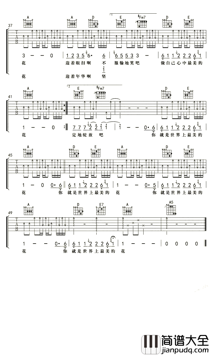 世界上最美的花吉他谱_水木年华_让你感受到无比伟大的亲情力量
