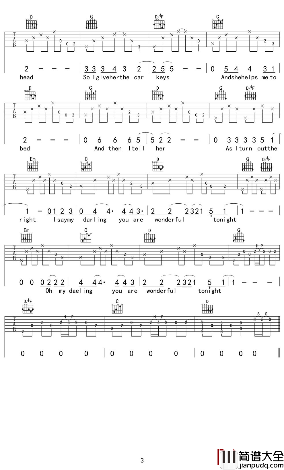 wonderful_tonight吉他谱_Eric_Clapton_愿有一天,有你,有我,有这首歌