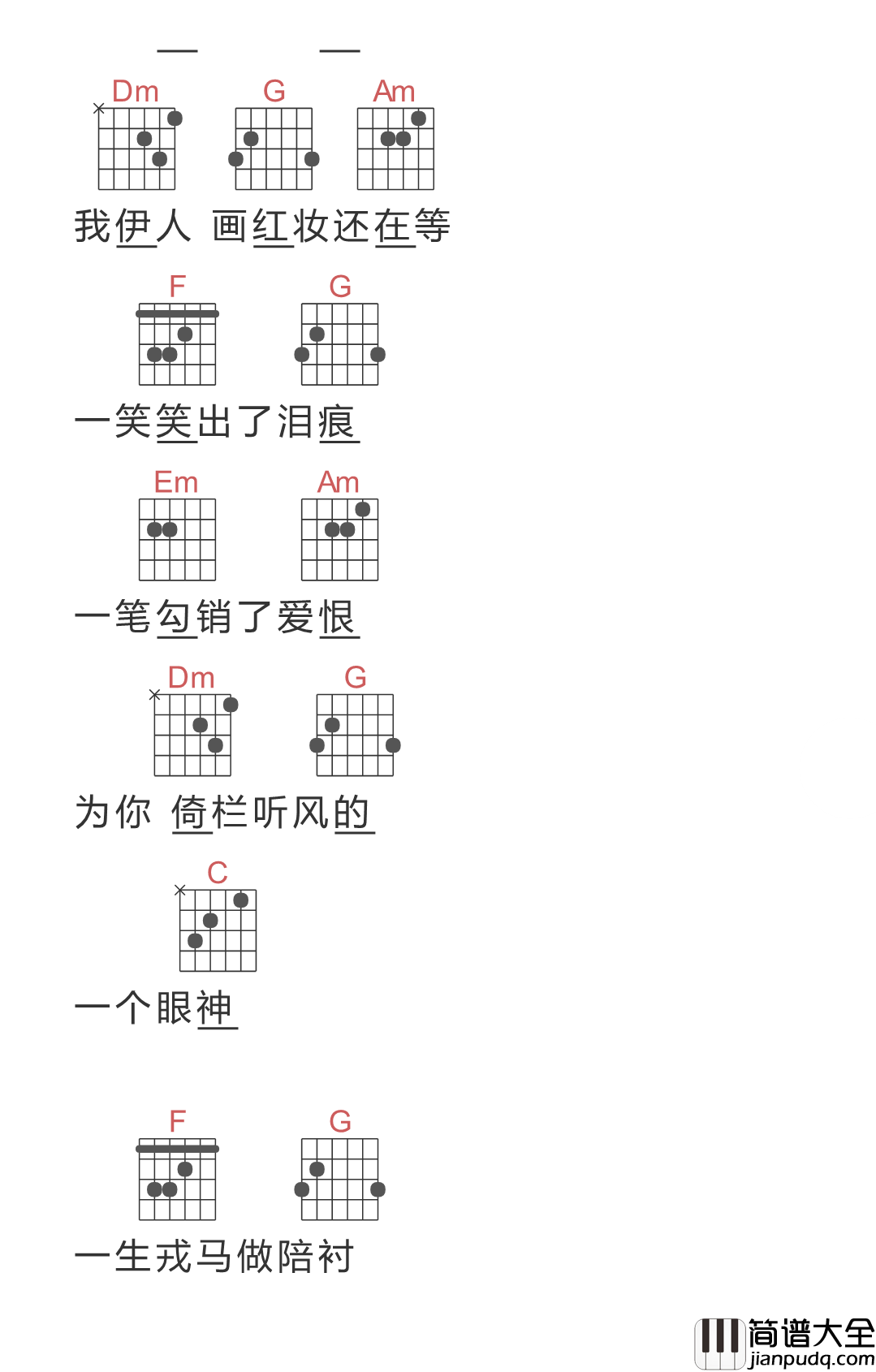 倚栏听风吉他谱_郑国锋_倚楼听风雨,风雨可知愿