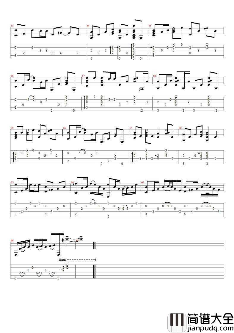 斑马斑马指弹谱_宋冬野_斑马斑马吉他独奏谱