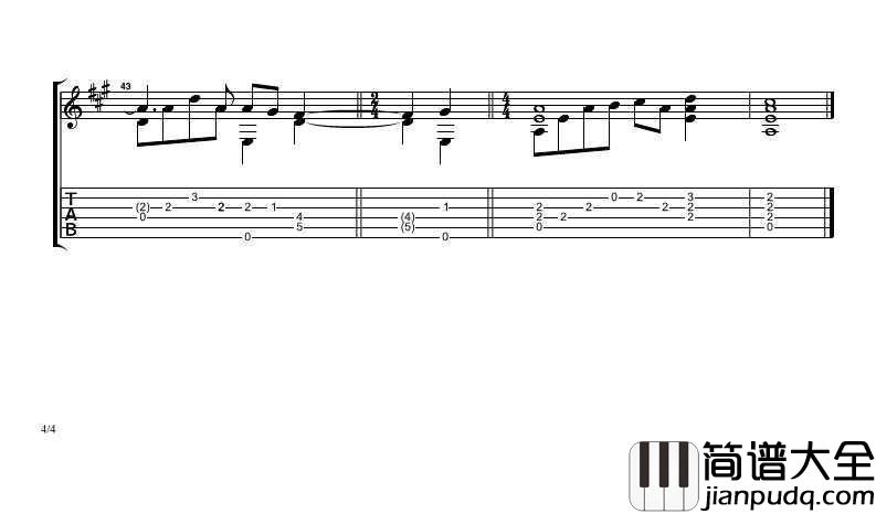 花海吉他谱指弹版_周杰伦_花海_吉他独奏谱