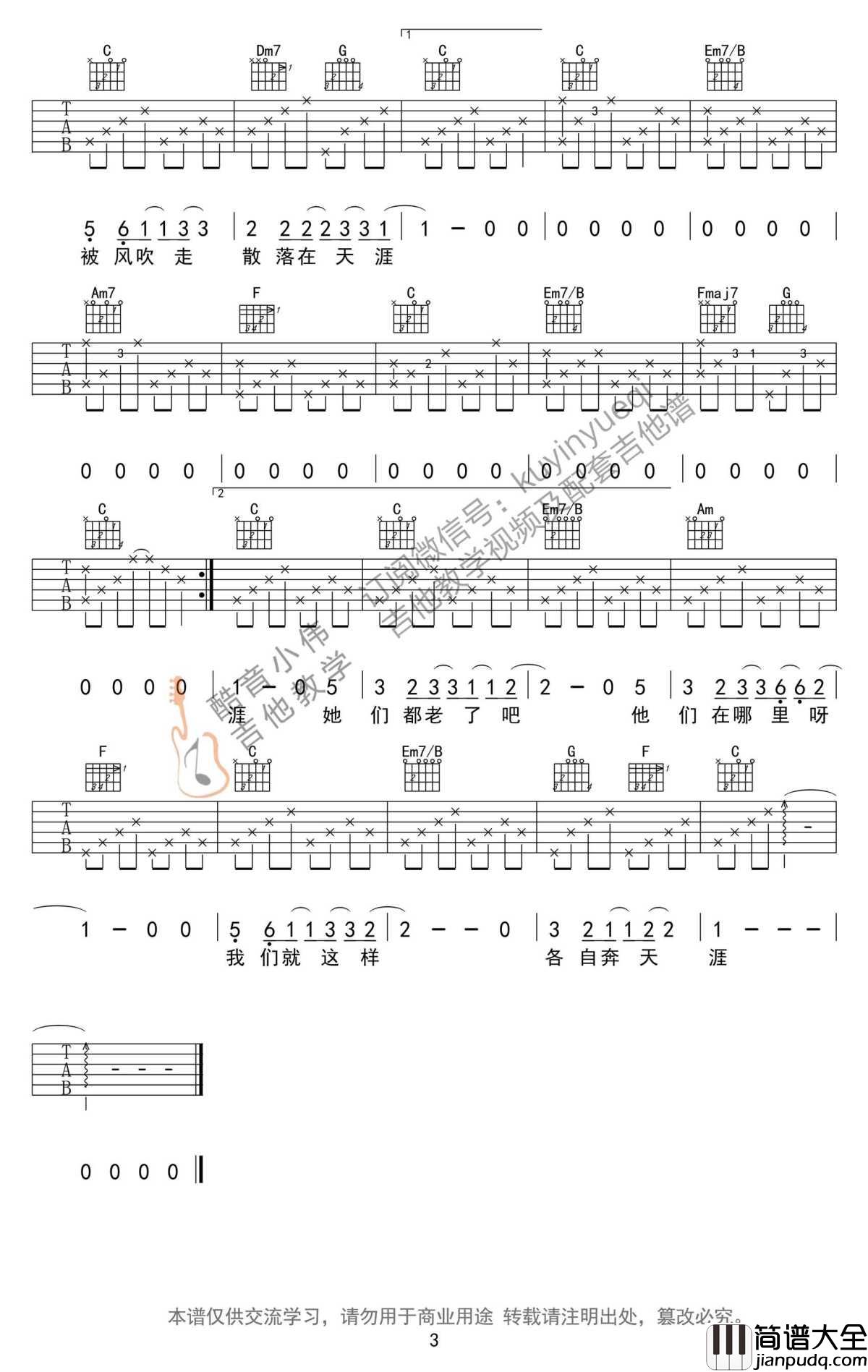 那些花儿吉他谱_C调简单版(带前奏间奏)_吉他弹唱教学视频