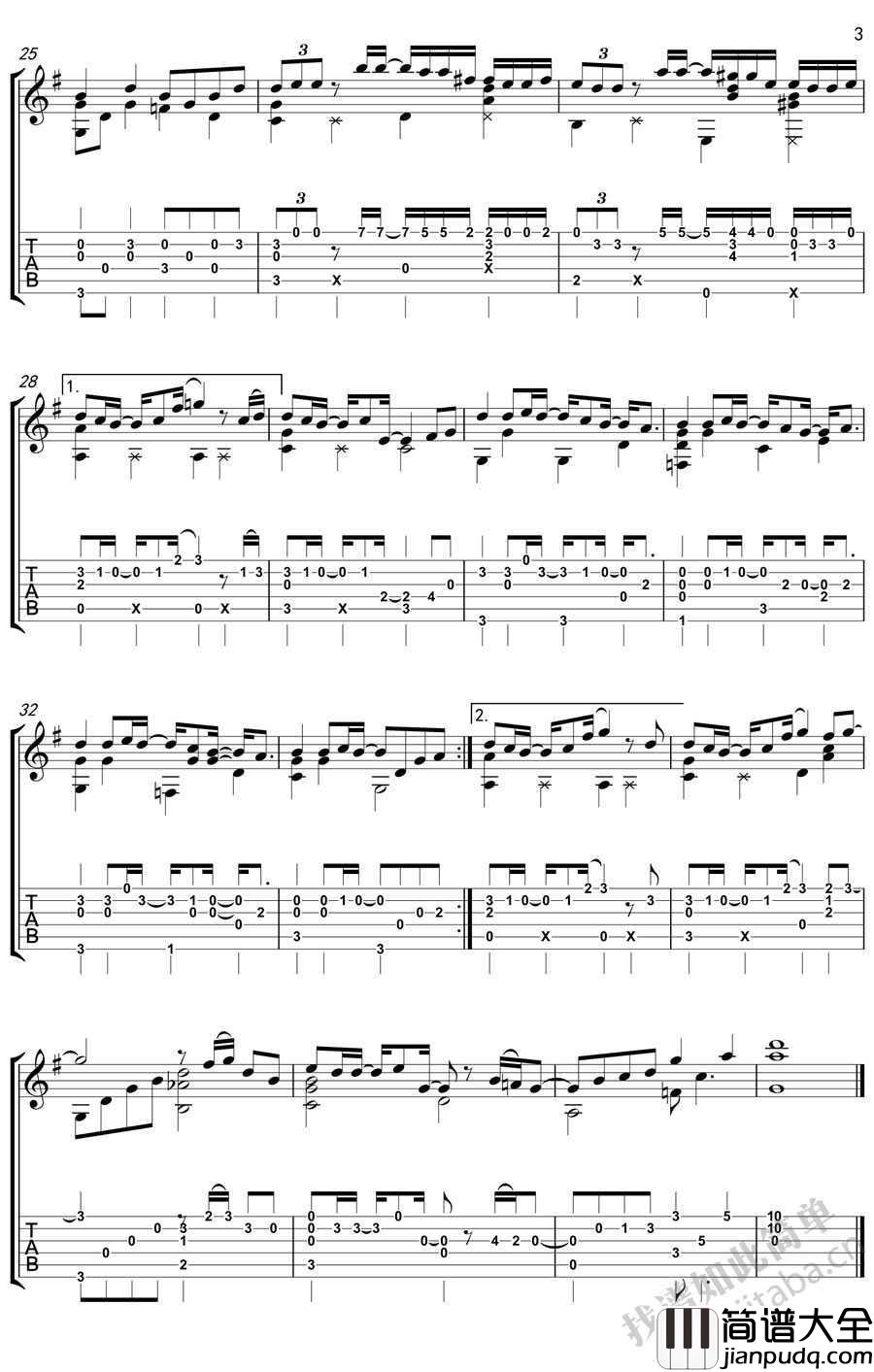 喜帖街指弹吉他谱_谢安琪_吉他独奏示范教学