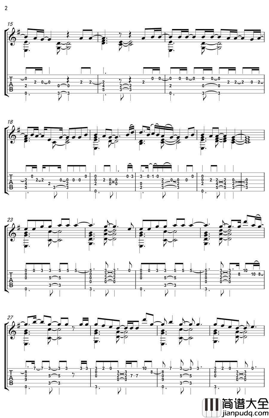 Hello吉他谱_阿黛尔Adele_Hello指弹吉他谱