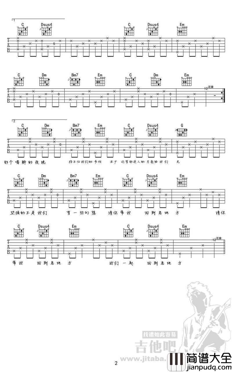 那个喝醉的夜晚挡不住我们的步伐吉他谱_纣王(图片谱)