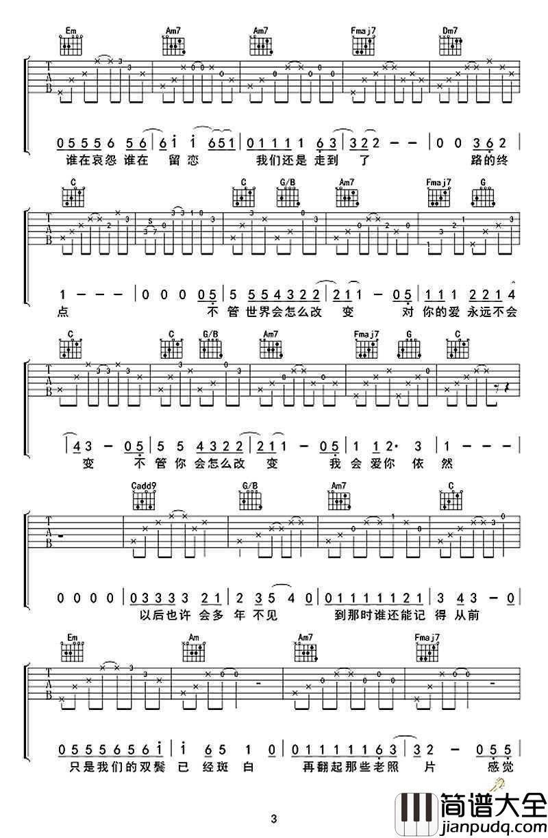 五路车吉他谱_C调六线谱_南理工原创歌曲弹唱谱_杨丽娟