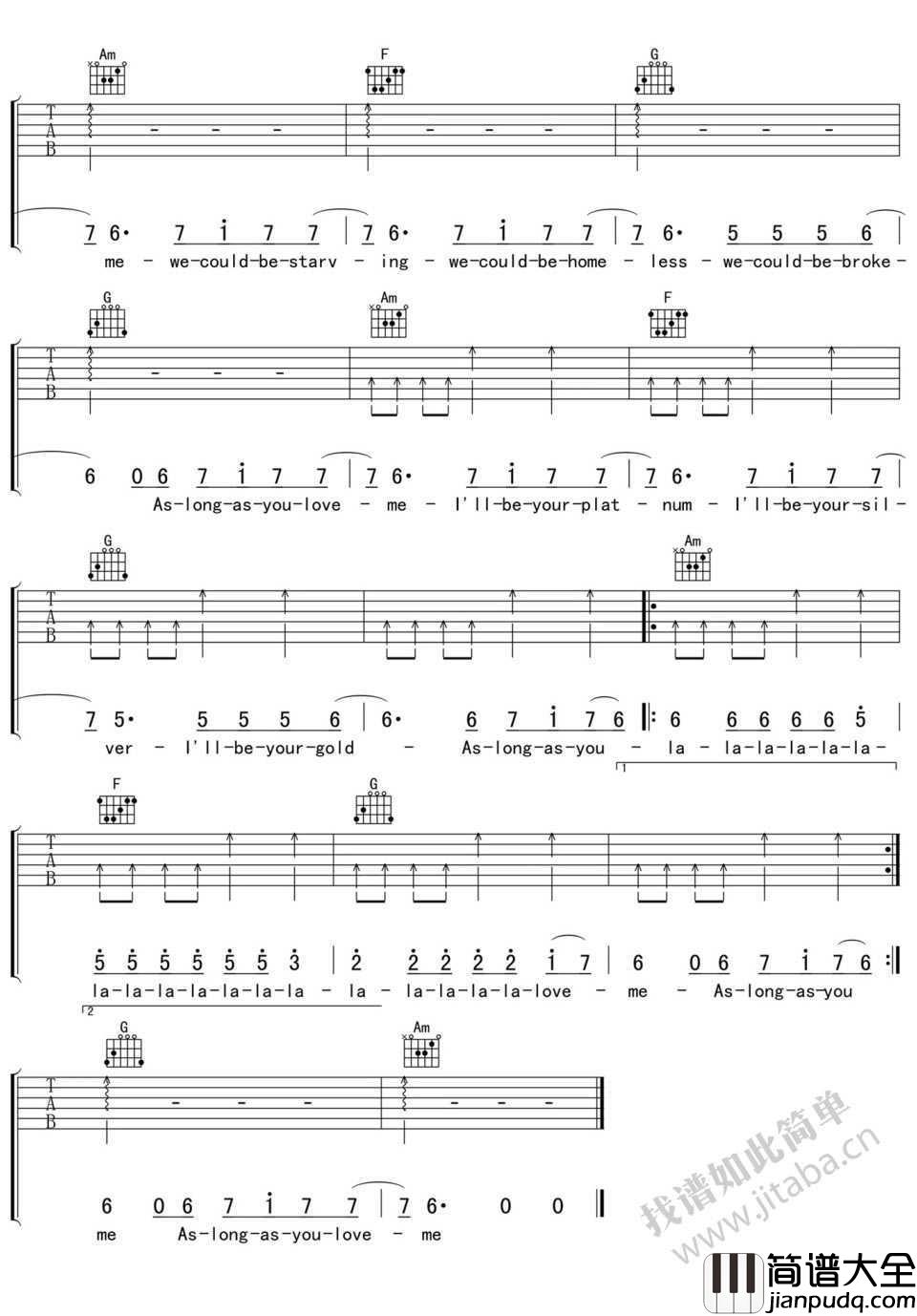 As_long_as_you_love_me吉他谱_Justin_Bieber_六线谱
